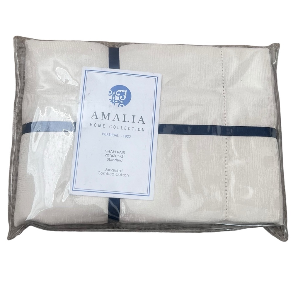 AMALIA HOME COLLECTION STANDARD‎ SHAM RIVIERA 500TC CREAM JACQUARD COMBED COTTON